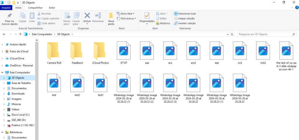 Tela do explorador de arquivos do windows.