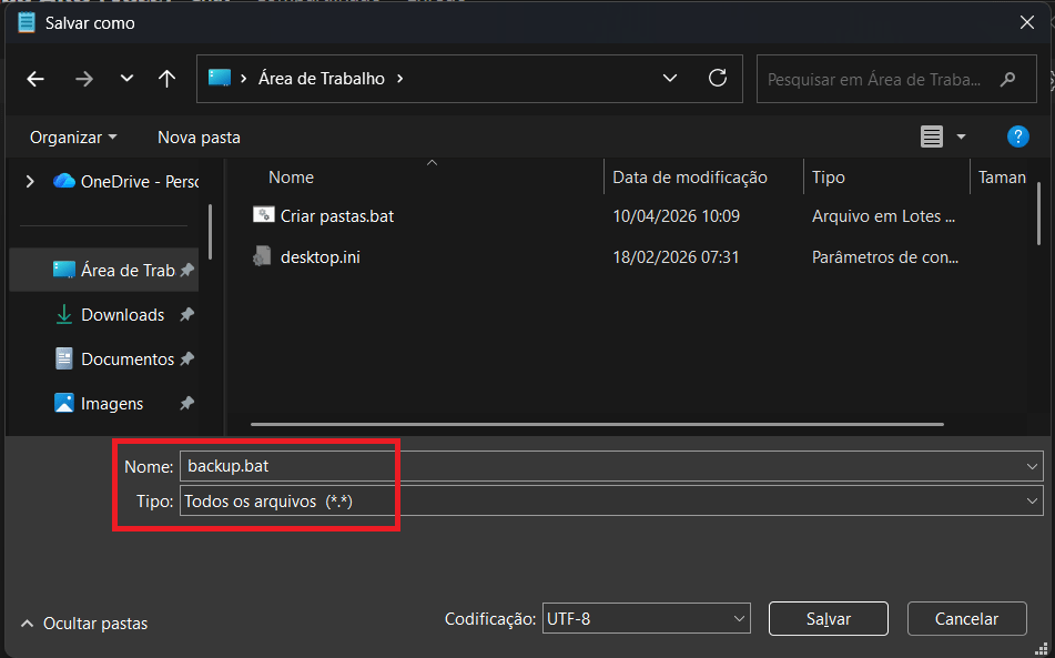 Tela do explorador de arquivos do windows.