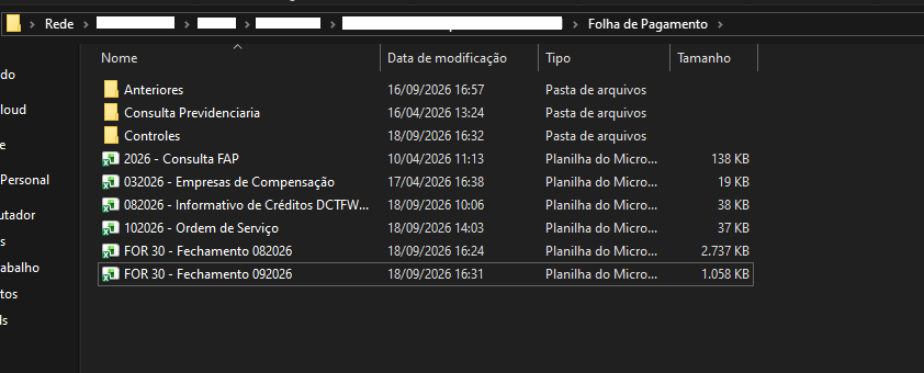 Pasta no explorador de arquivos do windows.